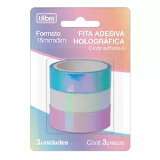 Fita Adesiva Holográfica 15mmx5m Blister C/ 3 Tilibra