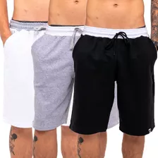 Kit 3 Bermudas Moletom Masculinas Esportiva Casual Heyju