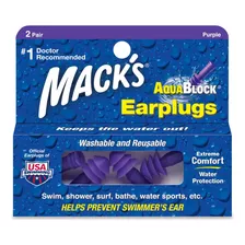 Macks Soft Flanged Aqua Block Earplug Purple Standard 8 P