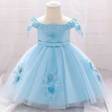 Vestido De Bebé De Fiesta Mini-mi Modelo Isabella Celeste