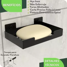 Porta Sabonete Para Banheiro Saboneteira Parede Preto ELG