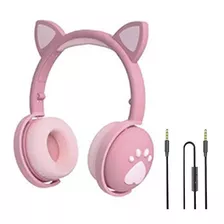 Auriculares Gamer Inalámbricos Fingertime Bk1-aur Rosa Con Luz Led