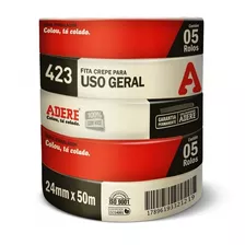 Fita Crepe Adere 24mm X 50m Uso Geral C/ 5 Rolos