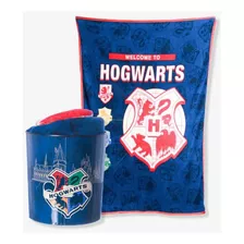 Kit Manta+balde Pipoca Hogwarts Casas Harry Potter Azul Zona