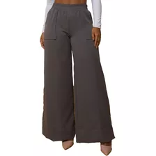 Calça Feminina Wide Leg Pantalona Alfaiataria Casual Moderna