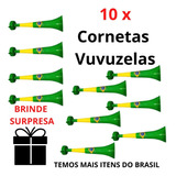 Kit 10 Cornetas Vuvuzelas Buzina Brasil + Brinde Especial