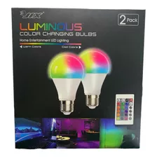 Pack 2 Ampolleta Led Rgb Led De Colores Con Control Remoto