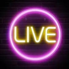 Letrero Led Neon Live En Vivo Morado D32 Luminoso