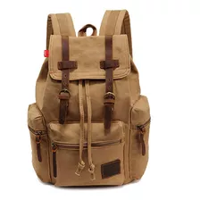 Mochila Vintage , Augur , Color Khaki De Lona . Medium