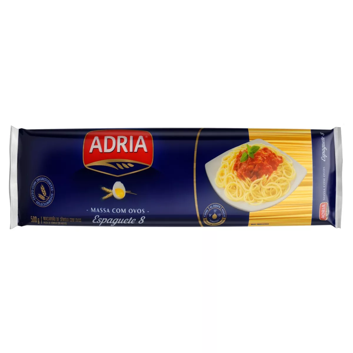Macarrão De Sêmola Com Ovos Espaguete 8 Adria Pacote 500g
