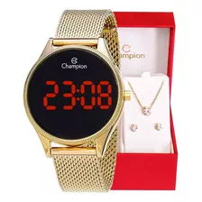 Relógio Feminino Champion Digital Dourado Pulseira Mesh