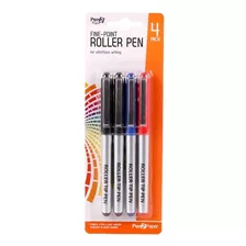 Lapiceras Roller Pack X 4 Punta Fina Negro 2 Rojo 1 Azul 1 Color De La Tinta Varios
