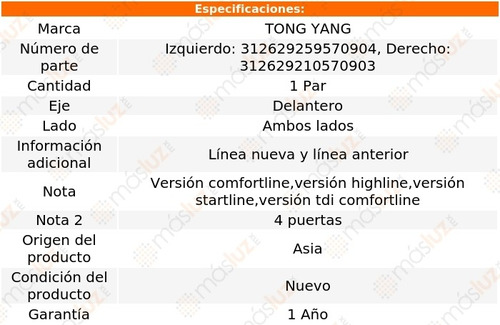 Kit Guas De Faro Volkswagen Vento 14/21 Tong Yang Foto 2