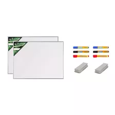 2 Quadro Branco 90x60 Cm Aluminio 5603 + 2 Apagad + 6 Marcad