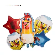 5 Globos Varios Personajes Kit Adorno Fiesta Metálicos Látex