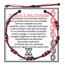 Pulseira 7 Sete Nós Preta E Vermelha Cabala Proteção Bicolor