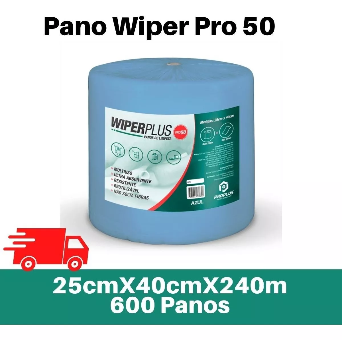 600 Panos Wiper Pro50 Perfex Multiuso Para Limpeza Rolo 240m