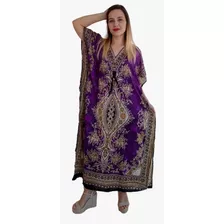 Vestido Kaftan Indiano Longo Estampado Plus Size - Cod. 2200