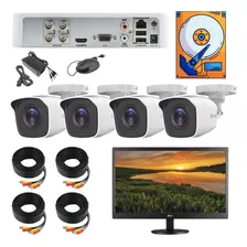 Kit Video Vigilancia 4 Cámaras Hd 720 Con Monitor 16'' 500gb