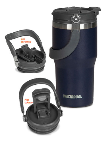 Tazón Taza Con Manija Térmica Waterdog 360ml Acero Inox.