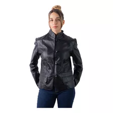 Saco Blazer Cuero Vacuno 100% De Mujer Cortito Con Botones