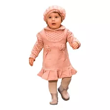 Vestido Infantil Agasalho Fofura Bolinhas Com Boina