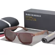 Óculos De Sol Barcur Uv400 Polarizado Original Bambu Marrom