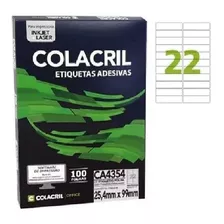 Etiqueta Colacril A4354 (25,4 X 99 Mm) - Cx C/ 100 Fls Cor Branco