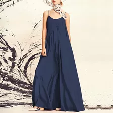 Mujer Sin Mangas Casual Suelto Sólido Maxi Vestido Largo