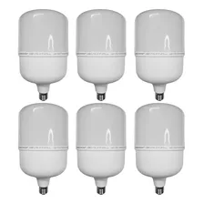 Kit 6 Lâmpada Led Bulbo 65w E27 Bivolt 6500k Luz Branca Fria