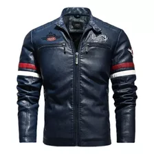 Chaqueta Retro De Moto De Cuero Para Hombre, Invierno Y Otoñ