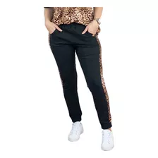 Pantalón Deportivo Jogger Negro Animal Print Calza Lycra