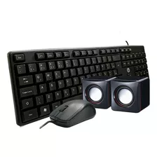 Kit Combo Teclado Mouse Caixa De Som Usb Promoção Nfe