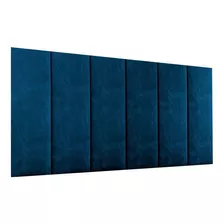 Cabeceira Adesiva Estodada Modular Suede Azul 60x20 1 Pç