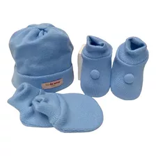 Kit Para Bebe / 3 Peças Touca Luva E Sapatinho - Fio De Amor