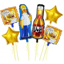 Kit 6 Globo Metálico Homero Simpsons Cerveza Duff Cumpleaños