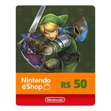 Cartão Nintendo Switch 3ds Wii U Eshop Brasil R$ 50 Reais