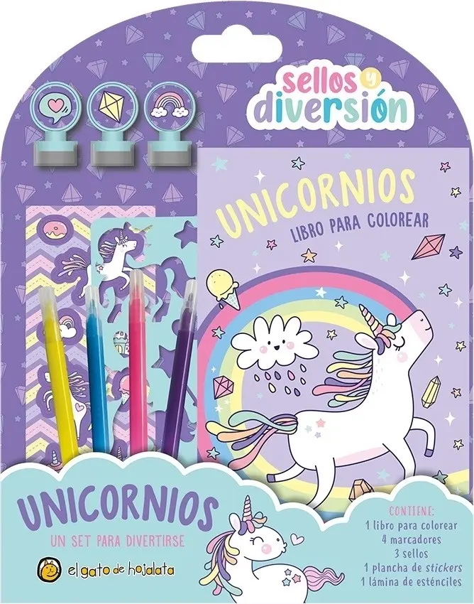 Sellos Y Diversion: Unicornios, De Vários Autores. Editorial El Gato De Hojalata, Tapa Dura, Edición 1 En Español, 2023
