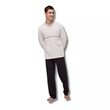 Pijama Longo Hering Masculino Decote V - Preto