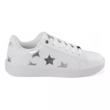 Tenis Casual Mujer Capa De Ozono 622206 Sneaker Blanco Plata