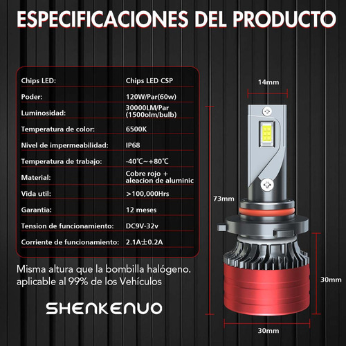 Para Kit De Focos Led Luz Alta Y Baja 28000 Lm 6500 K Para O Foto 4