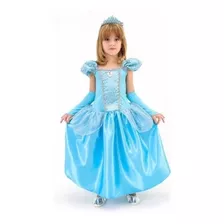 Fantasia Vestido Infantil Cinderela Luxo E Coroa E Luvas