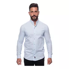 Camisa Masculina Linho Manga Longa Gola Padre Lisa Casual