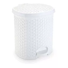 Lixeira Cesto 6 Lts. Rattan Tampa E Pedal Banheiro Promoção Cor Branco