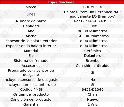 Balatas Delanteras Cermicas Brembo Mercedes-benz E400 2018 Foto 4