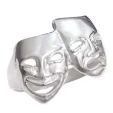 Anillo Caras Máscaras Del Teatro Plata 925 Dramaturgo Actor