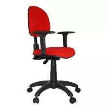 Cadeira De Escritório Ultra Móveis Corporativo Executiva Ergonômica Nr-17 Ergonômica Vermelha E Preta Com Estofado De Tecido