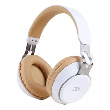 Auricular Avenzo Headset Bluetooth Y Jack 3.5mm Av-hp2001w Color Blanco Con Marrón