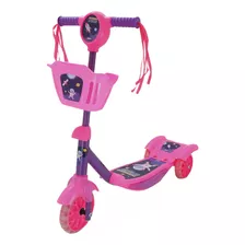  Patinete Infantil 3 Rodas Rosa Com Som E Luz Para Crianças