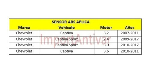 Sensor Abs Chevrolet Captiva  Rueda Trasera Rear Wheel Foto 3
